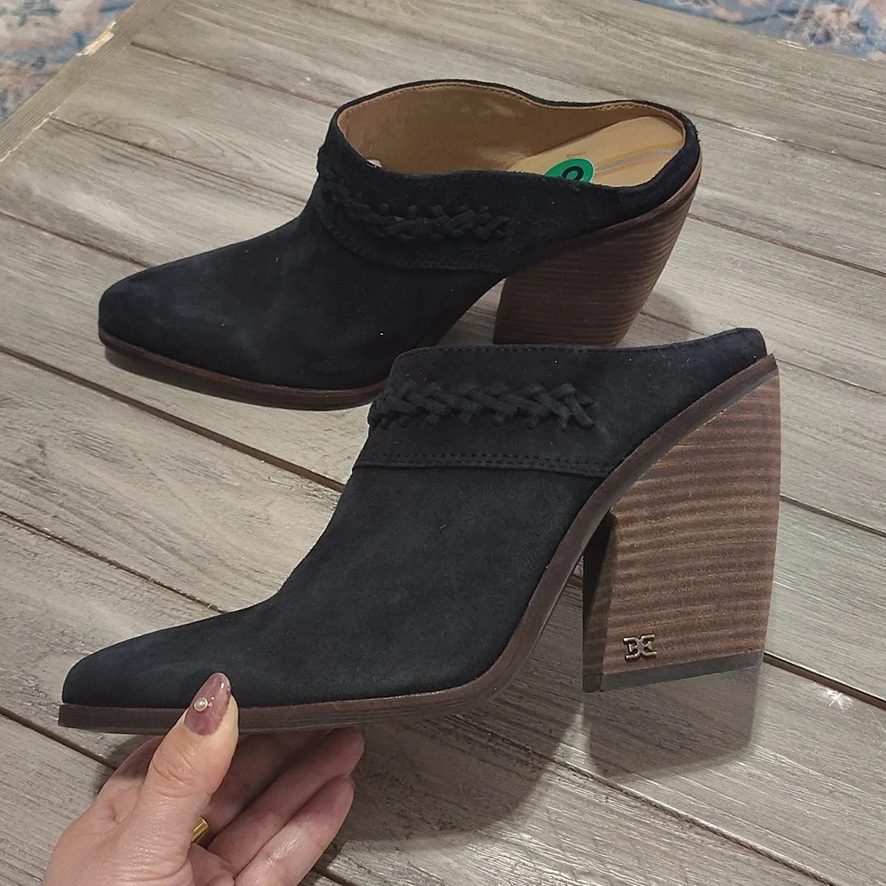 New Sam Edelman Alison Leather Mules In Black Size Woman's 8